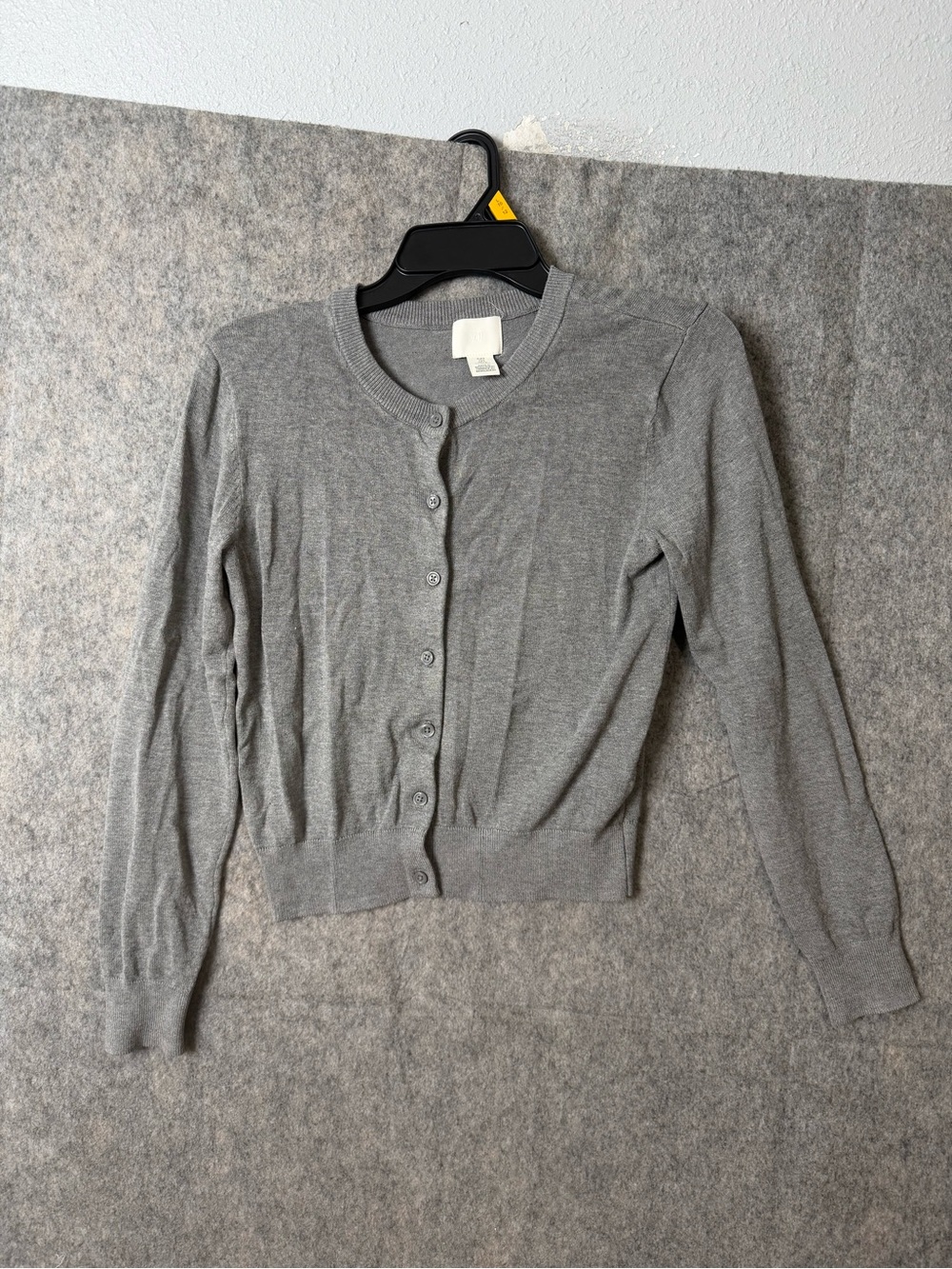 H&M Woman’s Small Light Gray Button-Up Cropped Cardigan